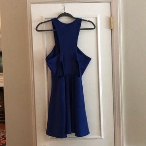 Royal Blue High Neck Skater Dress with Back Cutout